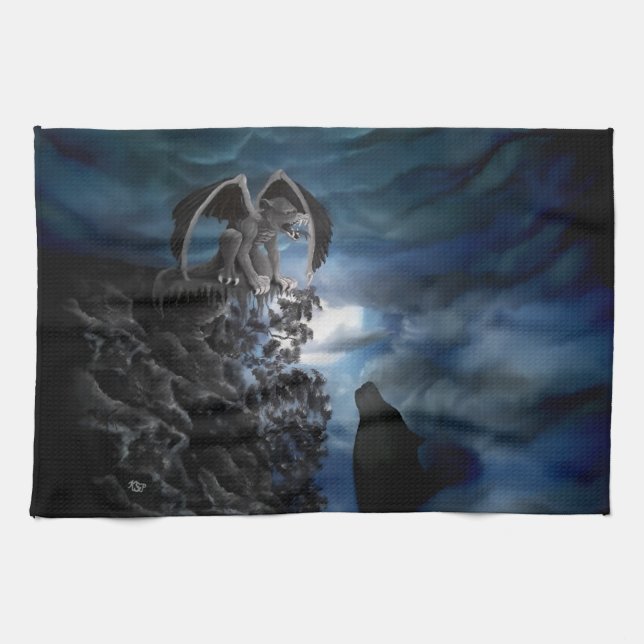 Paño De Cocina Wolf Moon - Wolf con Golem (Horizontal)