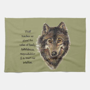 Paño De Cocina Wolf totem Guía espiritual Inspiradora Animal