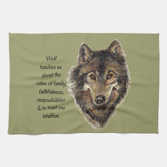Paño De Cocina Wolf totem Guía espiritual Inspiradora Animal (Horizontal)