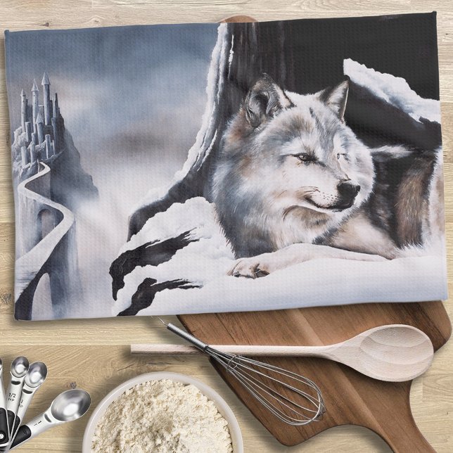 Paño De Cocina Wolf Winter Castle Fantasy (Subido por el creador)