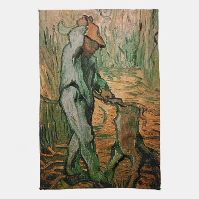 Paño De Cocina Woodcutter (después de Millet) de Vincent van Gogh (Vertical)
