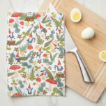 Paño De Cocina Woodland Gnomes<br><div class="desc">Espectacular estampado de bosques verdes y rojos,  diseñado por Shelby Allison,  con pequeños personajes gnomos,  hongos,  flores y follaje.</div>