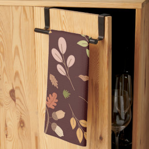 Paño De Cocina Woodland Raccoon Autumn Tema Neutral Dark Backgro