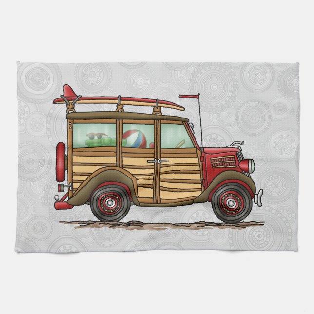 Paño De Cocina Woody que practica surf lindo (Horizontal)