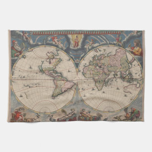 Paño De Cocina World Map Globe Travel Antiguo