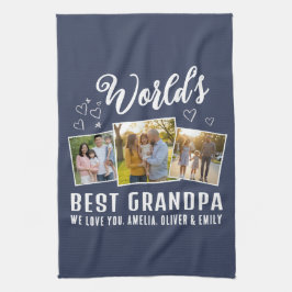 Paño De Cocina World's Best Grandpa Custom 3 Photo Collage