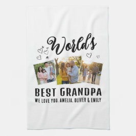 Paño De Cocina World's Best Grandpa Custom 3 Photo Collage