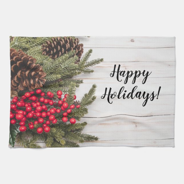 Paño De Cocina Wreath and Holly Holiday Collection (Horizontal)