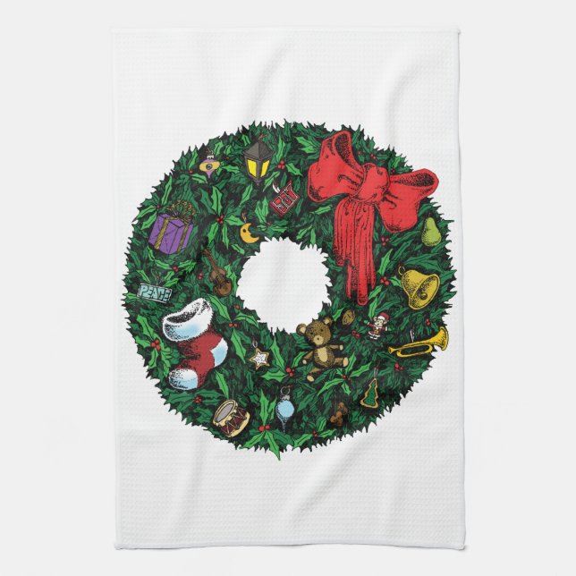Paño De Cocina Wreath navidades (Vertical)