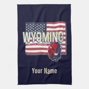 Paño De Cocina Wyoming United States Retro State Map Vintage USA
