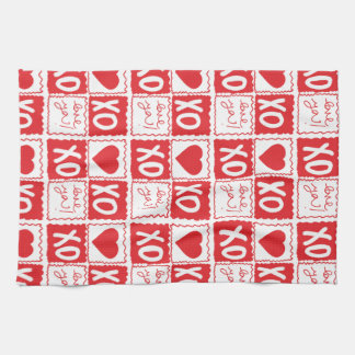 Paño De Cocina XOXO Corazón de Amor San Valentín Rojo Blanco