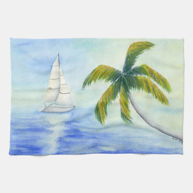 Paño De Cocina Yate en el mar Palma (Horizontal)