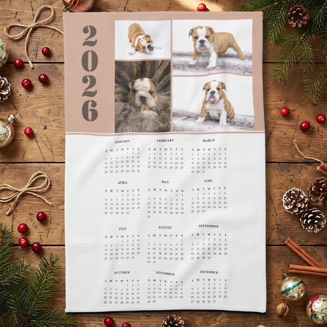 Paño De Cocina Year 2026 Calendar Dog Pet 4 Photo Collage (Subido por el creador)