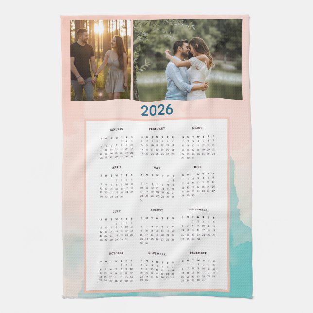 Paño De Cocina Year 2026 Custom Photo Calendar Kitchen Towel (Vertical)