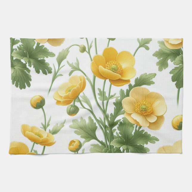 Paño De Cocina Yellow Poppies kitchen towel (Horizontal)