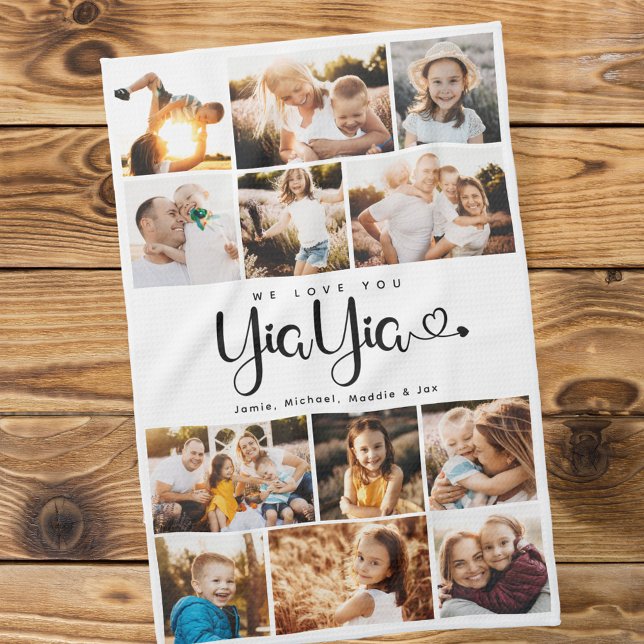 Paño De Cocina Yiayia te queremos corazón Collage de fotos modern (Subido por el creador)