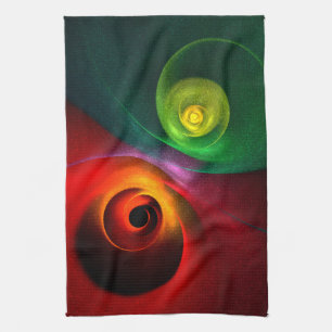 Paño De Cocina Yin Verde Rojo Yang Patrón de arte abstracto moder
