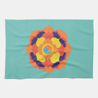 Paño De Cocina Yin y Yang Mandala, una flor de Lotus colorida