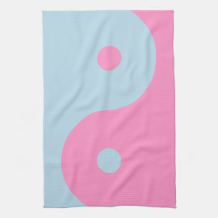 Paño De Cocina Yin Yang Rosa Y Azul Vintage