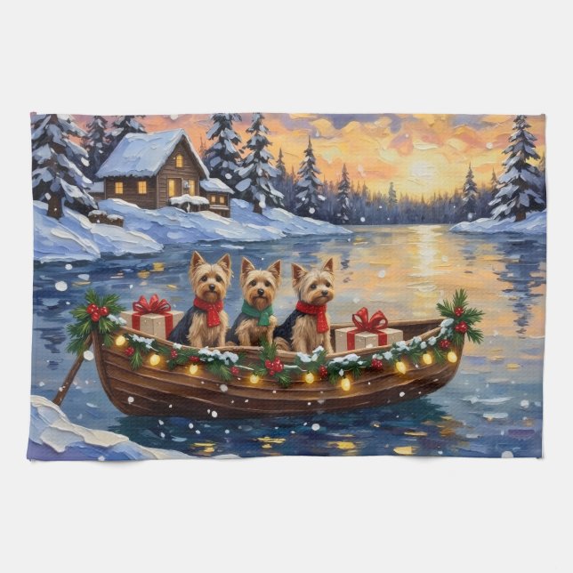 Paño De Cocina Yorkipoo Christmas Boat Holiday (Horizontal)