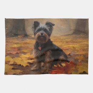 Paño De Cocina Yorkipoo en Otoño Hojas Caídas Inspiran