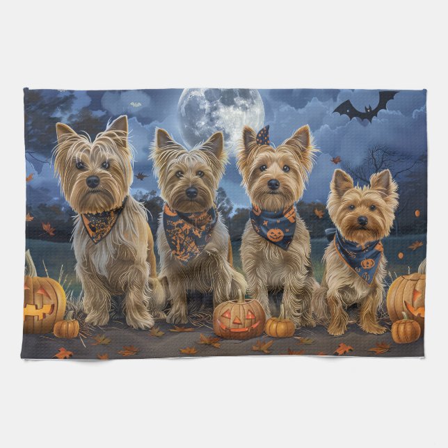 Paño De Cocina Yorkipoo Halloween Spooky (Horizontal)