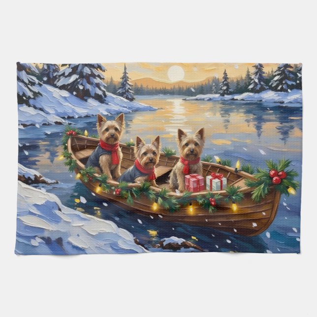 Paño De Cocina Yorkshire Terrier Christmas Boat Holiday (Horizontal)
