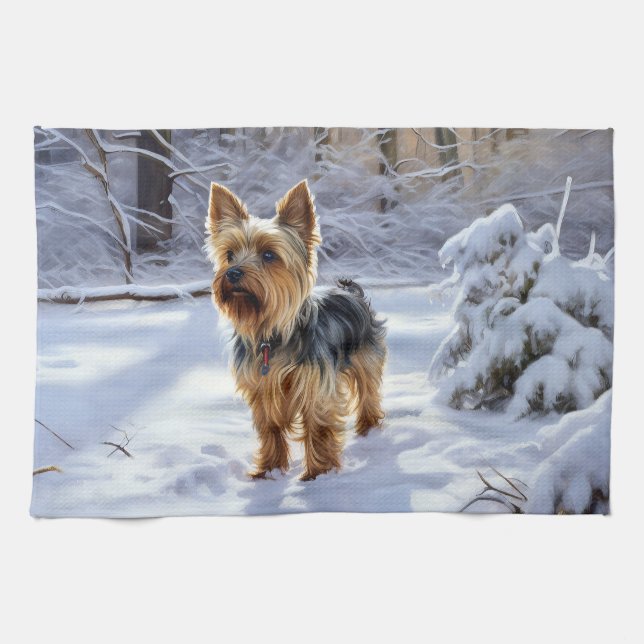 Paño De Cocina Yorkshire Terrier Let It Snow Navidades (Horizontal)