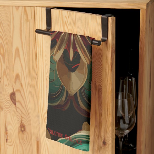 Paño De Cocina Yuletide Opulence: Hilos de oro de Navidades (Pliegue de tercios)