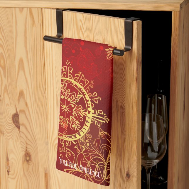 Paño De Cocina Yuletide Opulence: Hilos de oro de Navidades (Pliegue de tercios)