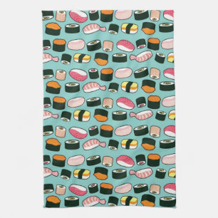Paño De Cocina Yummy Sushi Fun Patrón Ilustrado