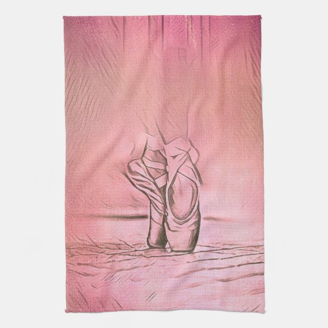 Paño De Cocina Zapatos de ballet rosa en Pointe (Vertical)