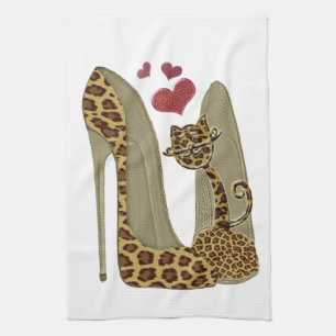 Paño De Cocina Zapatos del estilete del estampado leopardo y