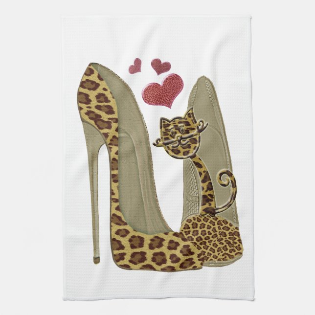 Paño De Cocina Zapatos del estilete del estampado leopardo y (Vertical)