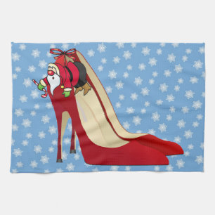 Paño De Cocina Zapatos rojos de tacón alto / Santa Elf