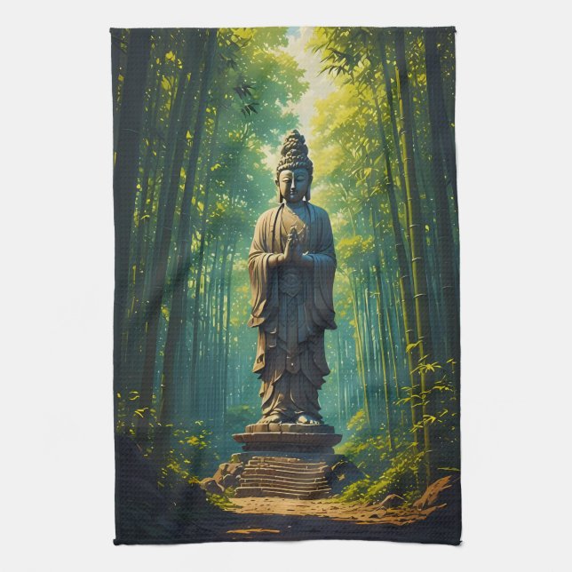 Paño De Cocina Zen en el bosque de bambú (Vertical)