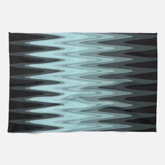 Paño De Cocina Zig Zag Black Verde azulada Grey Pattern (Horizontal)