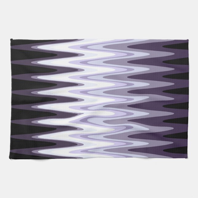 Paño De Cocina Zig Zag Negro Gris Blanco Oscuro Púrpura Patrón Be (Horizontal)