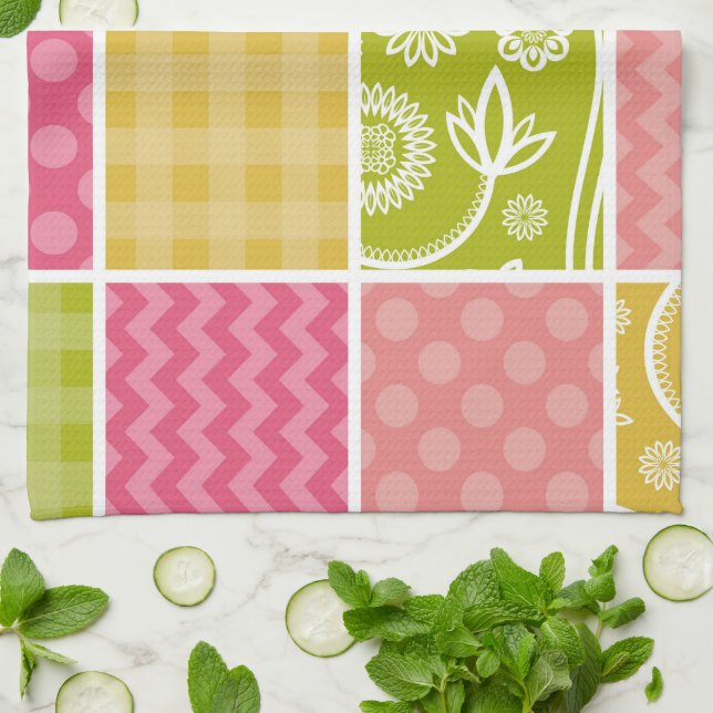 Paño De Cocina Zigzag, Chevron, Polka Dots, Gingham, Patchwork (Doblado)