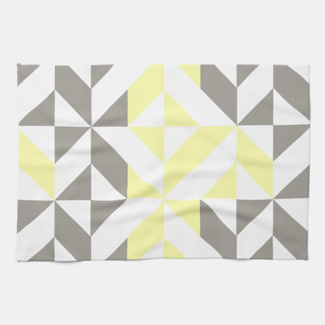 Paño De Cocina ZigZag geométrico amarillo y plateado (Horizontal)