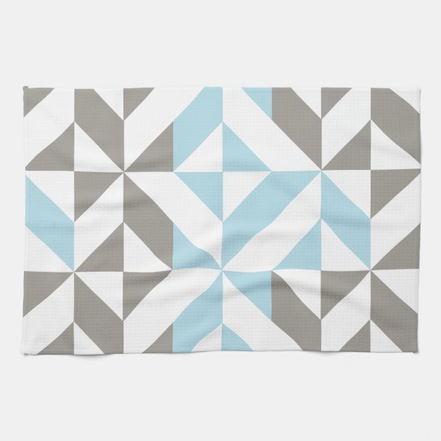 Paño De Cocina ZigZag geométrico azul y plata (Horizontal)