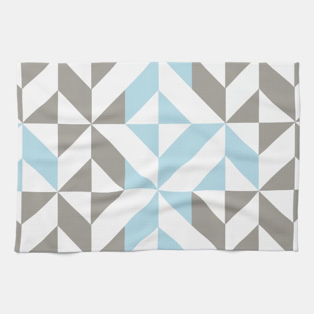 Paño De Cocina ZigZag geométrico azul y plata (Horizontal)