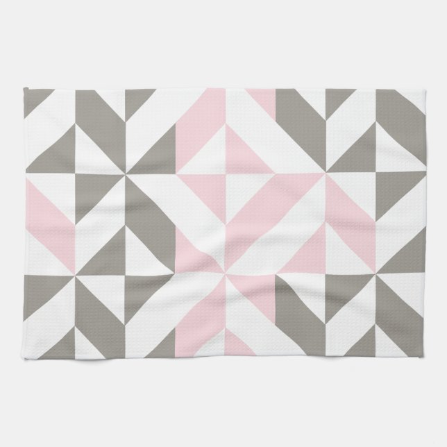 Paño De Cocina ZigZag geométrico rosa y plateado (Horizontal)