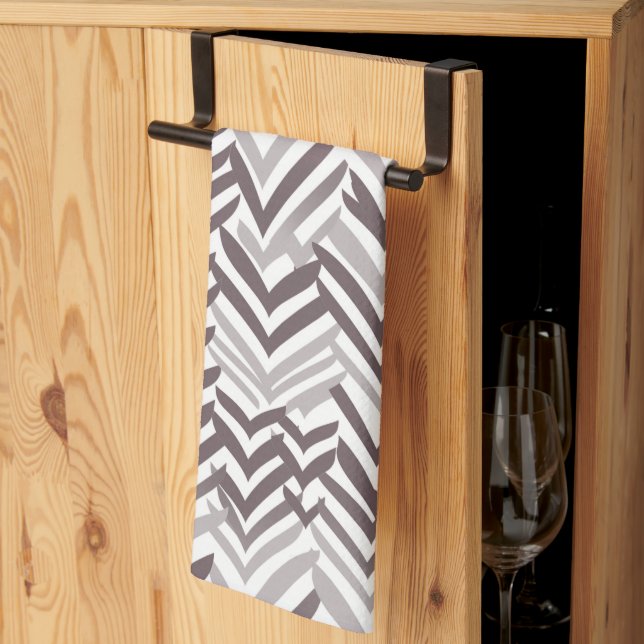 Paño De Cocina ZigZag marrón y blanco (Pliegue de tercios)