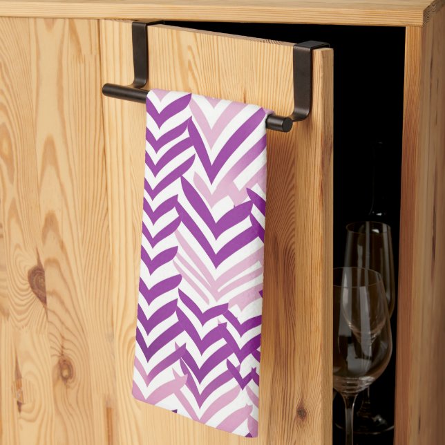 Paño De Cocina ZigZag morado y blanco (Pliegue de tercios)