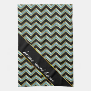 Paño De Cocina Zigzag negro del trullo del oro