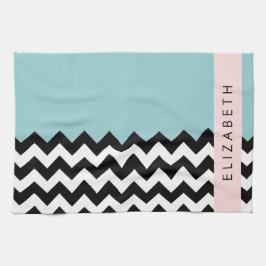 Paño De Cocina Zigzag negro y blanco, chevron, azul, tu nombre