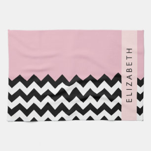 Paño De Cocina Zigzag negro y blanco, chevron, rosado, tu nombre