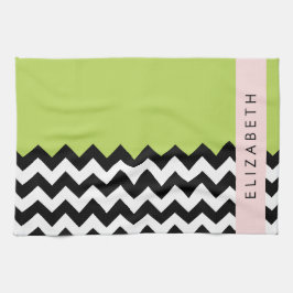Paño De Cocina Zigzag negro y blanco, chevron, verde, tu nombre