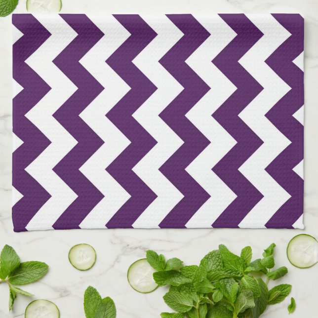 Paño De Cocina Zigzag púrpura y blanco (Doblado)